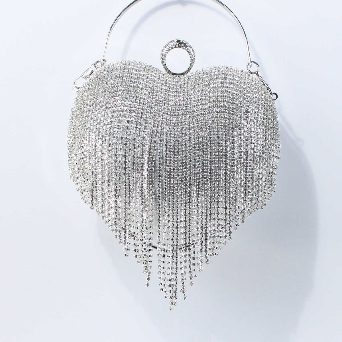 Tassel Heart Fashion Handbag Stylish Versatile Heart Crossbody Bag Light Luxury Evening Bag