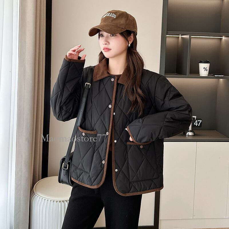 Neploe 2025 New Korea Turn-Down Collar England Parkas Panelled Plaid Small Fragrance Coat Women All-Match Literary Exquisite Top