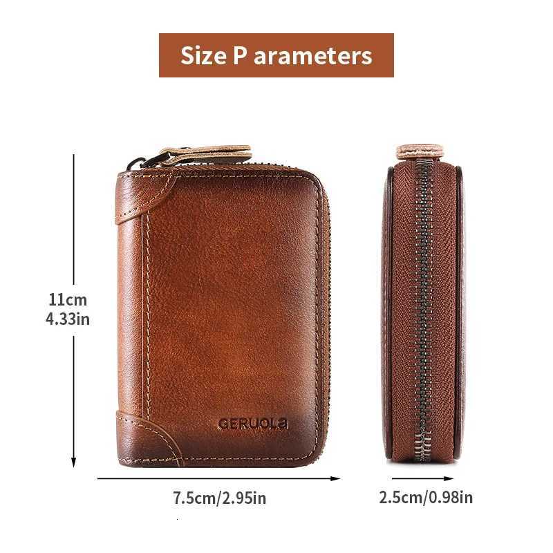 Mens Genuine Leather Large Capacity MultiSlot Card Holder with Drivers License Case New Gradient Color Design RFID BlockingW251017