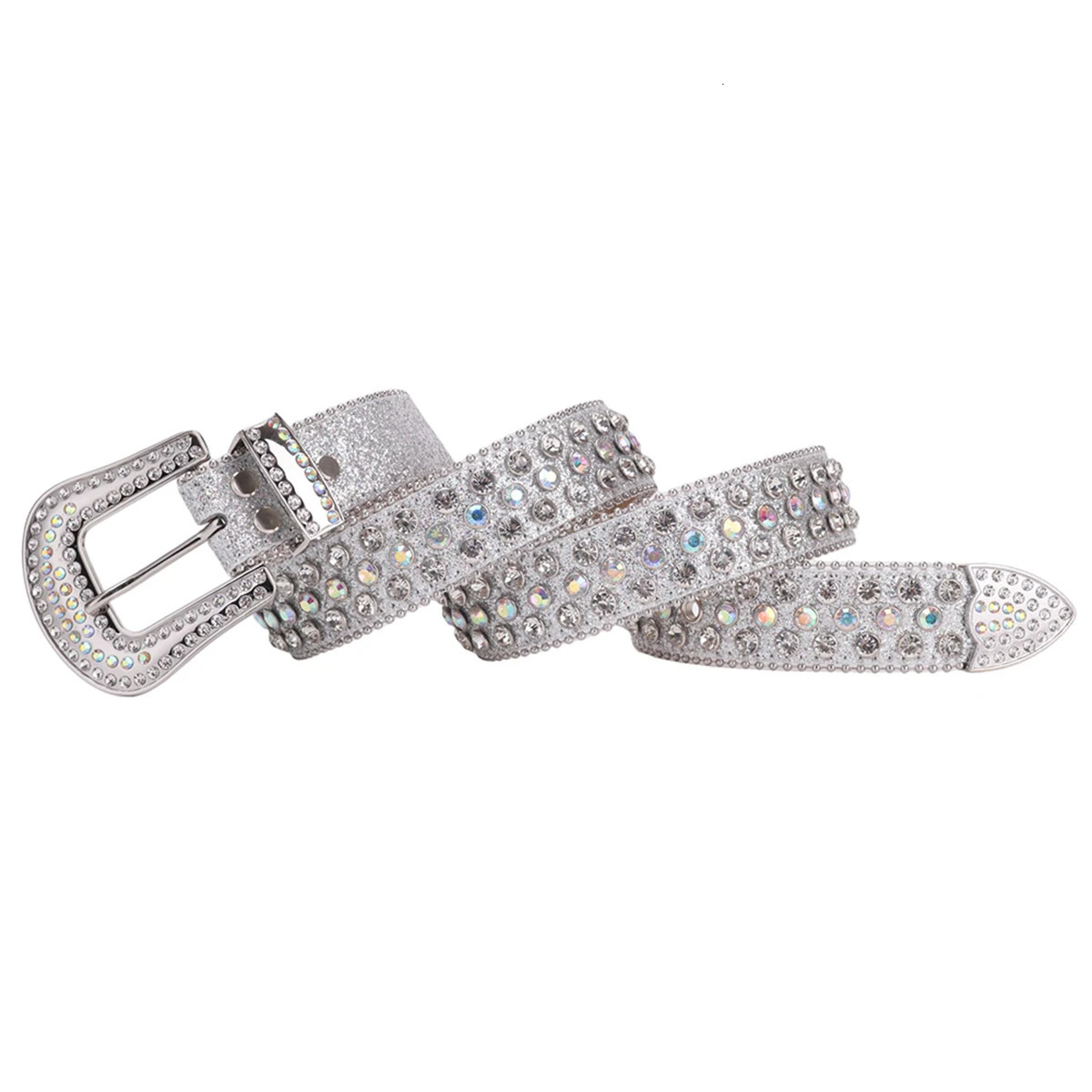 Fashion Rhinestone Belt Western Denim DiamondEncrusted n Leather for Men And Women Dress Jeans Accessory 251010