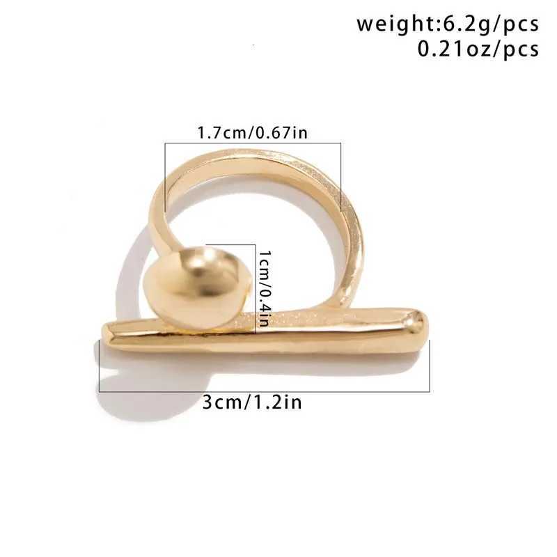 Creative Irregular Geometric Ball Open Ring for Women Men Punk Gold Color Line Adjustable Couple Finger Ring Jewelry Accessories Z251017