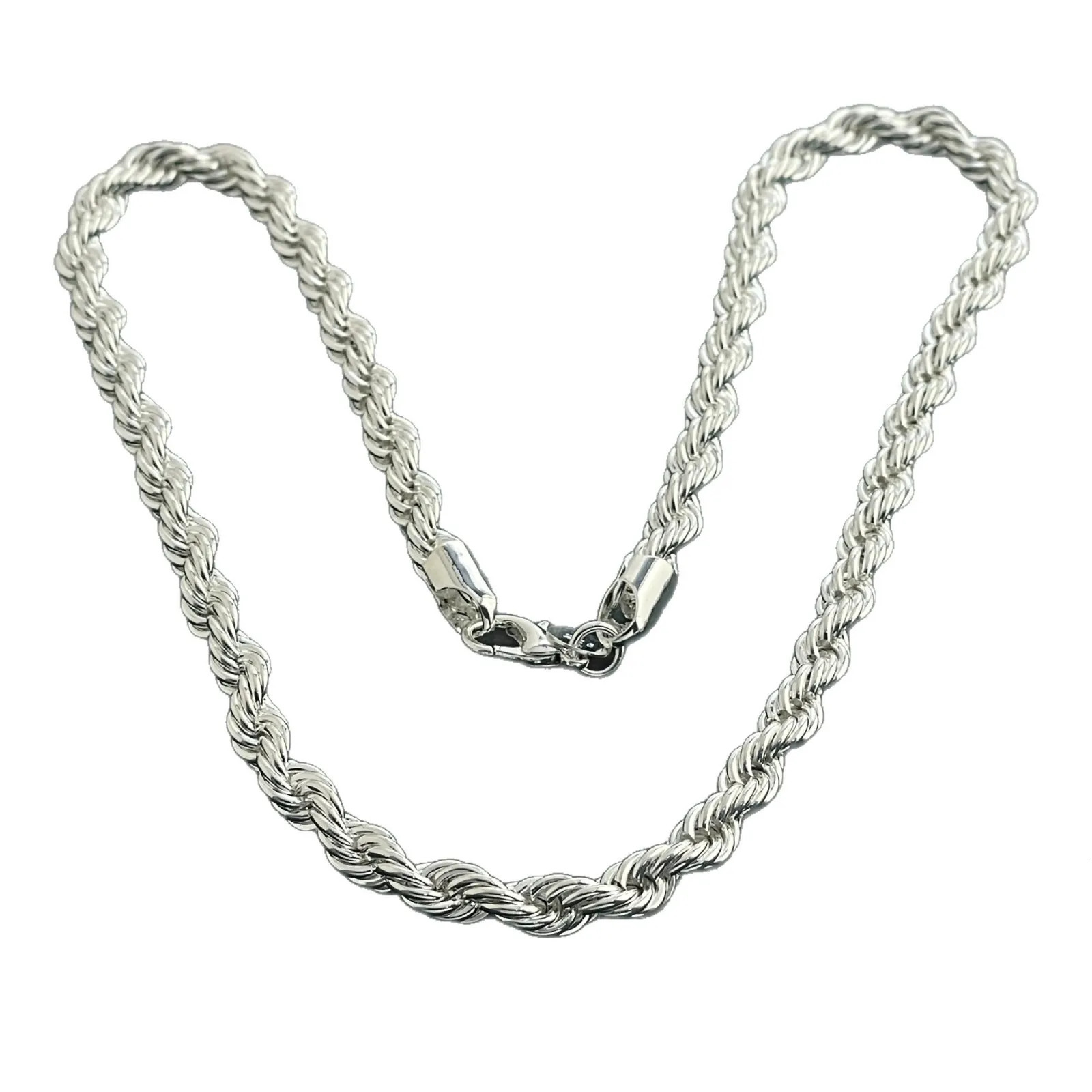 Anrara 925 sterling silver necklace 8MM twisted rope fashion mens necklace 251017