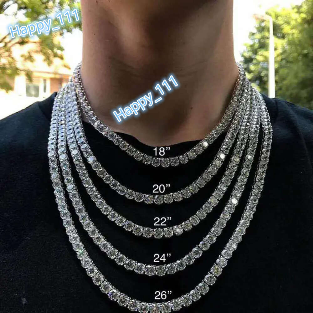 Necklace Moissanite chain 3mm 4mm 5mm 65mm Mossanite Jewelry 925 Sterling Silver D VVS1 DiamondTennis Chain Bracelets for women Men