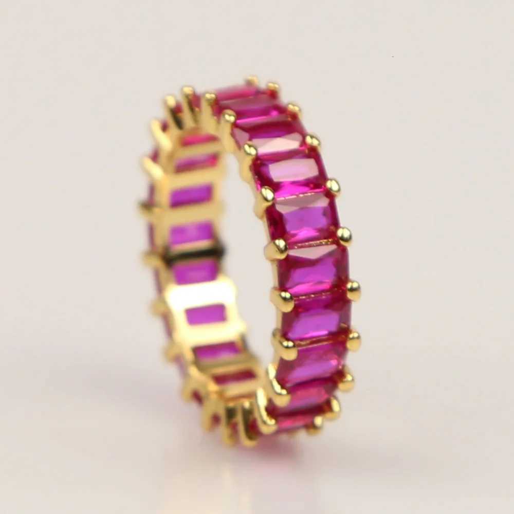 Colorful 2023 New Design Wholesale Women Finger Jewelry rectangleCZ Eternity Band Engagement RingW251017