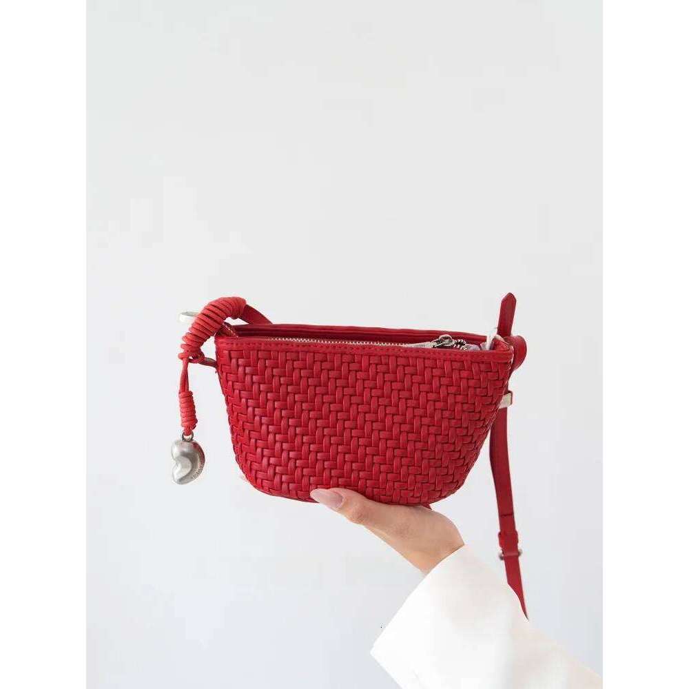 Handwoven Crossbody Faionable Handbag Oulder For Women Sli Leather Bag Neutral Modern Sle Pure Color