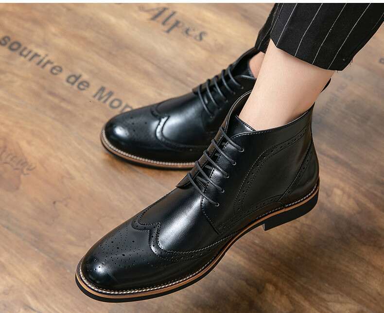 Men's Chukka Lace-Up Fashion Ankle Boots Casual Oxfords Wingtip Leather Shoes Comfortable