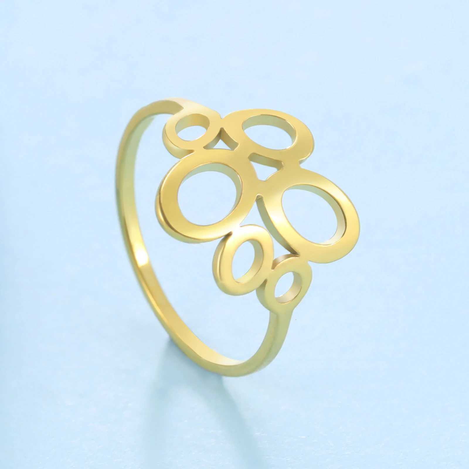 Skyrim Women Irregular Geometric Ring Stainless Steel Minimalist Oval Finger Rings Kpop Fashion Jewelry Gift for Lover New InW251017