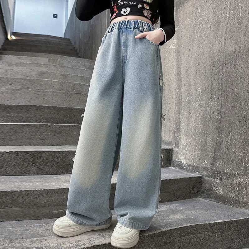 Girls Spring Autumn New Fashion Simple Personalized High Quality Versatile Loose Denim Pants 2025T251017