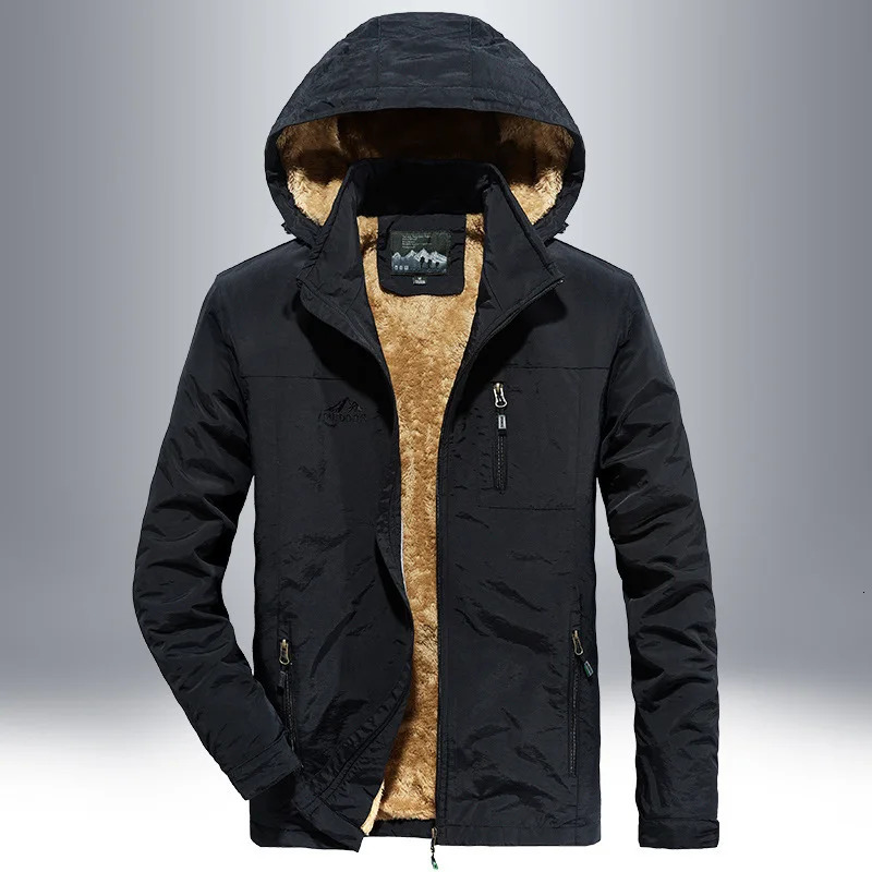 Autumn Winter Men Jacket Thicken Fleece Windproof Coldproof Men Parkas Coat Outerdoor Casual Zipper Hooded Outerwear For Male 251017