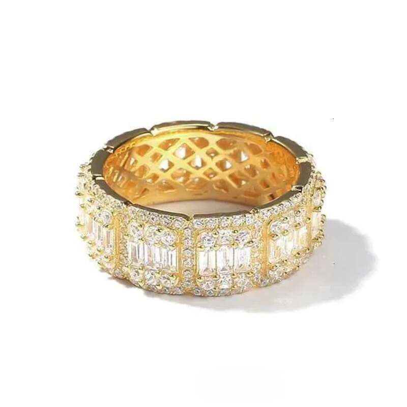 Aaa Gems Men's Baguette Dia Band Ring Real Vvs Wedding Iced Out Moissanite