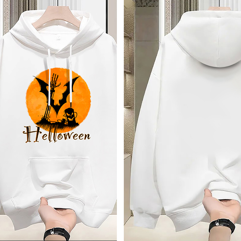 Men's winter hollow pullover printed with Halloween patterns on sweatshirts