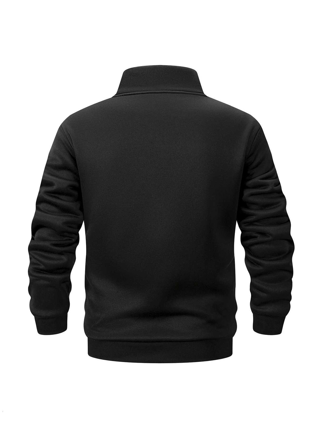 Men Fleece Lined Sweatshirts Winter Warm Pullover Half Zipper Pullover for Male Hoody Outdoor Sweatshit Solid Color Stand Collar Z251017