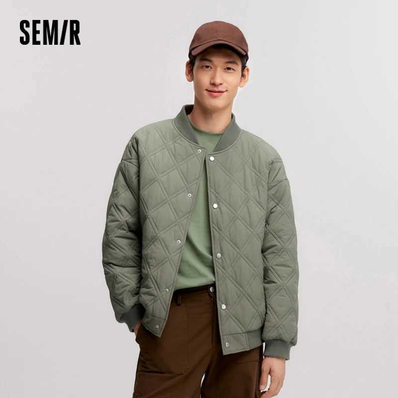 Semir Cotton Jacket Men 2024 Winter New Slightly Wrinkled Quilted Rhombus Texture Thin Baseball Trendy Cotton Jacket J251017