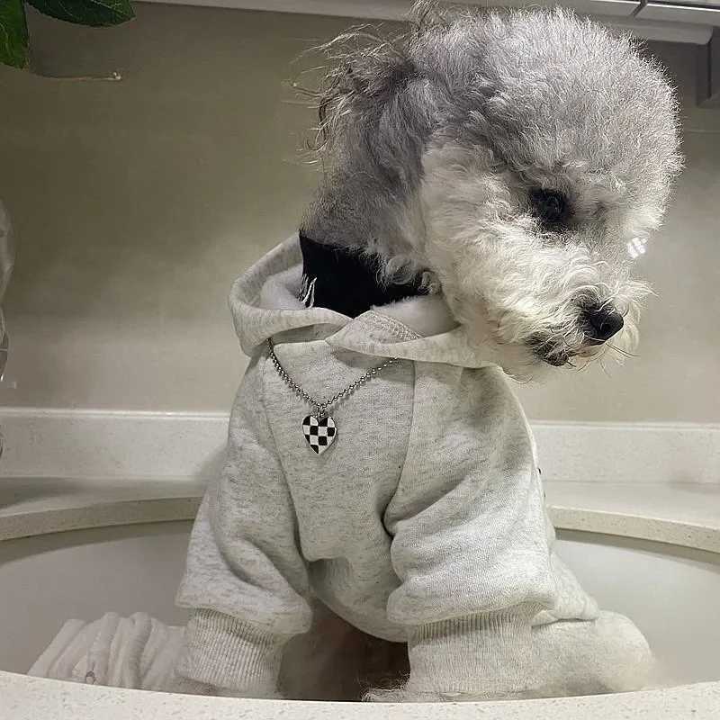 Dog Hoodies Autumn Winter Pet Sweatshirts Warm Clothes for Dogs Letter Print Hoodies Bichon Frise Fleece Thickened Cat ClothesW251017