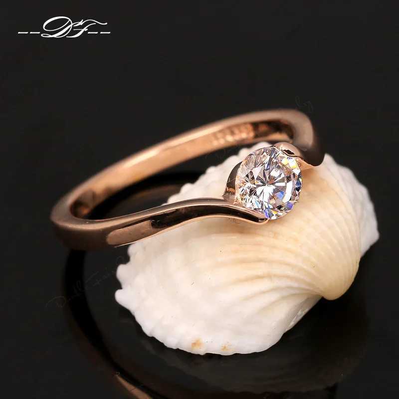Austrian Cubic Zirconia EngagementWedding Finger Rings For Women Rose Gold Color Fashion Brand Jewelry For Women DWR239W251017