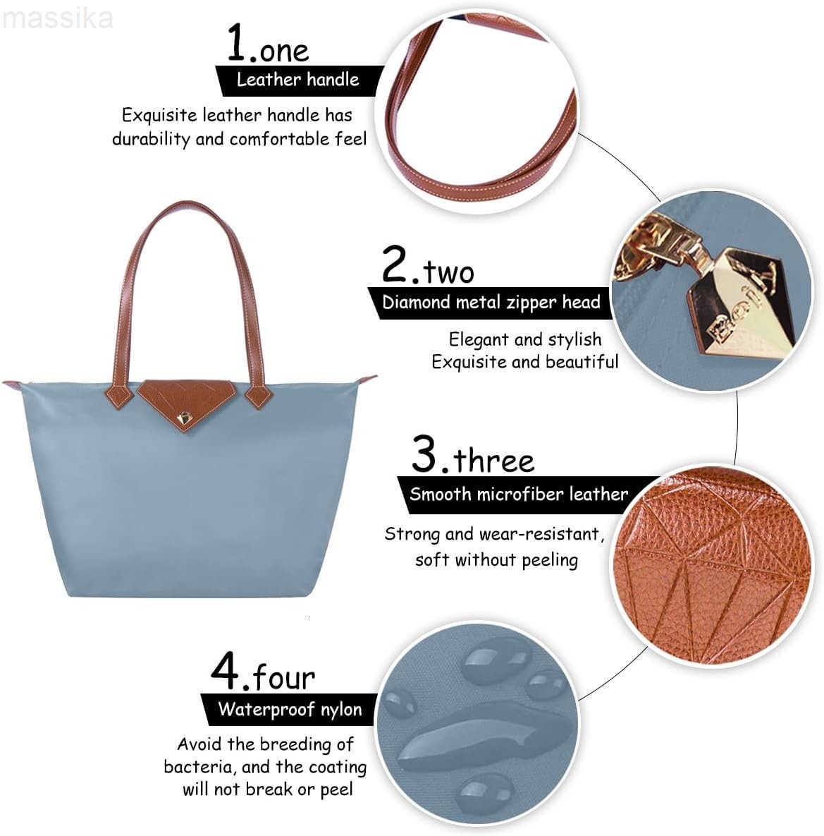 Women Tote BagStylish Waterproof Nylon Ladies Shoulder Bag Folding Beach Travel Bag for WorkShopping Large M251017