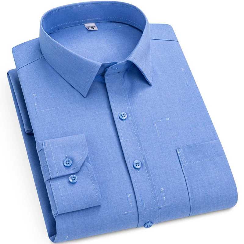 New Mens Plaid Shirt Long Sleeve AntiWrinkle Formal Soft Fashion Casual Business Pocket Classic Striped Shirts Men Clothing J251017