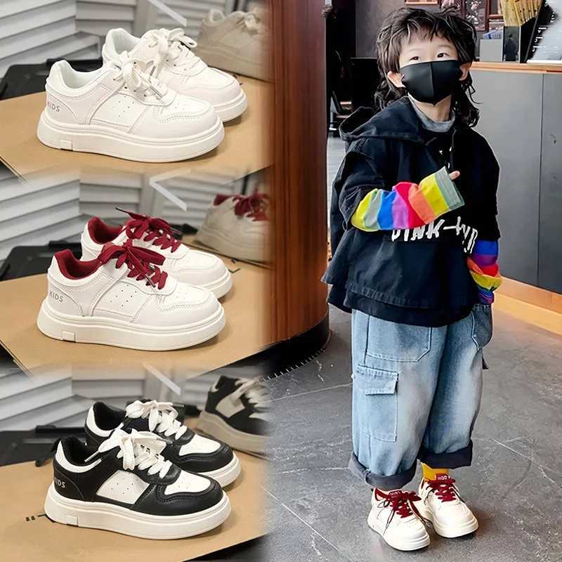 2025 NewSpring Kids Lightweight SportsShoesGirls Fashionable Chunky DadStyle Sneakers BoysCool White Leather Board ShoesT251017