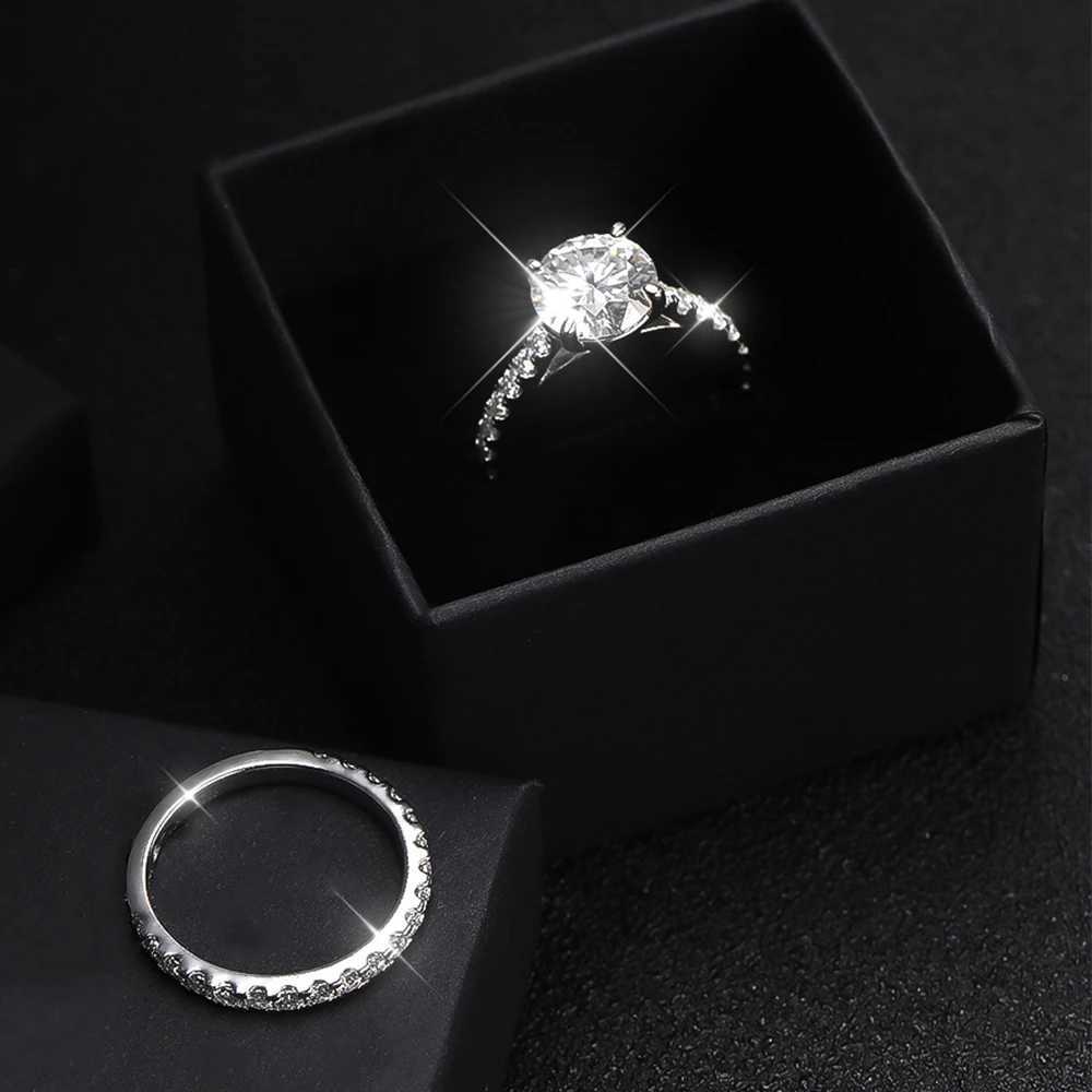 D VVS1 All Moissanite Row Rings Set For Women S925 Sterling Silver Plated 18K White Gold Diamond Ring Wedding Bands Fine JewelryW251017