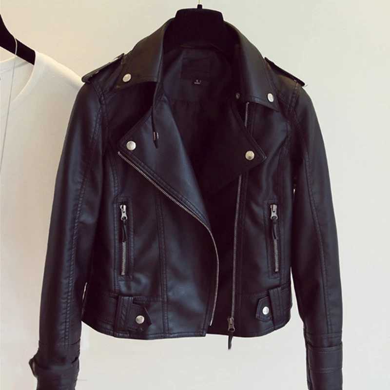 Faux Leather Jacket Women 2025 Spring Autumn Female Loose PU Classic Moto Biker Jacket Lady Basic Coat Plus Size OuterwearT251017