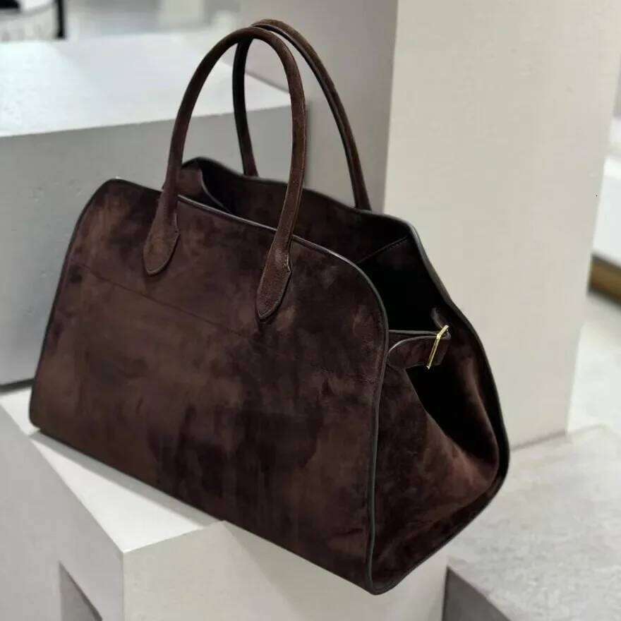 Minimalist Large Capacity Leather Tote Bag Star Endorsed Cross Border ROW Cowhide Handbag Neutral Aesthetic Simple Design