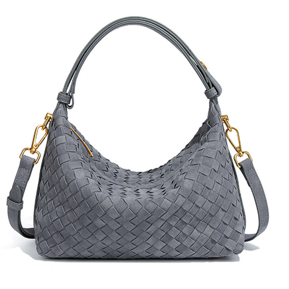 Autumn Winter New Sanded Suede Hand-woven Hobo Handheld Underarm Simple Fashion Single Shoulder Crossbody Dumpling Bag