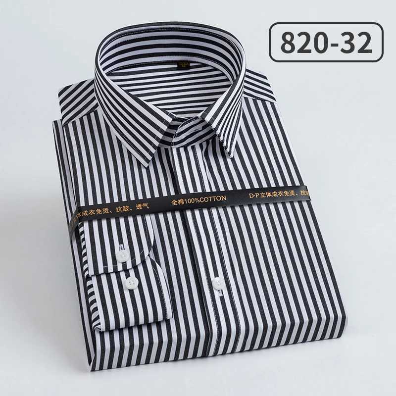 100S Mens Pure Cotton Mens Vertical Striped Dress Shirts Casual Long Sleeve Buttondown Non Iron Cotton Shirt J251017