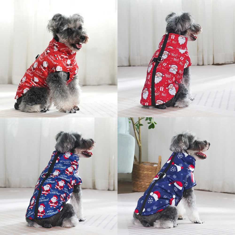 Warm Dog Clothes Autumn Winter Pet Jaket for Small Medium Dogs Cats Cute Santa Claus Print Puppy Outfits Pug Christmas CostumeW251017