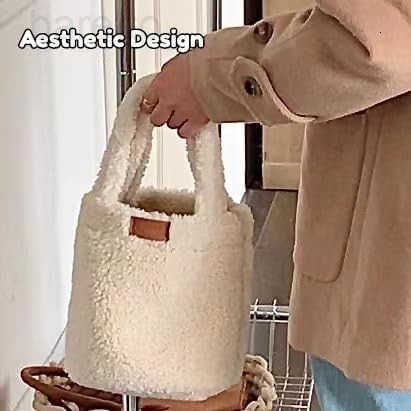 Bucket Bag for Women Girls Furry Purse Handbags Fluffy Fuzzy Aesthetic Small Shoulder Bag for Autumn Winter Z251017