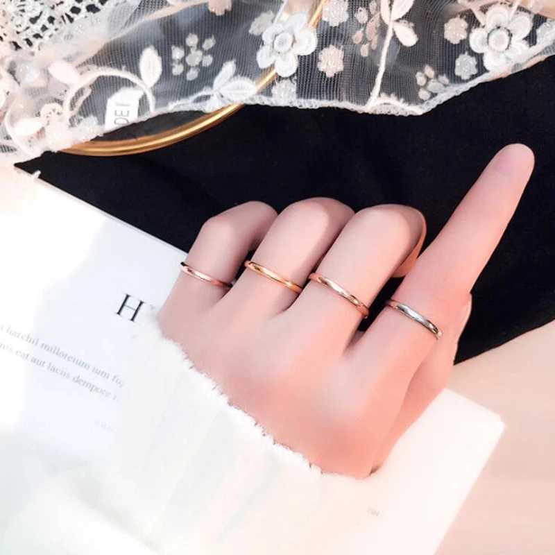 Small Stainless Steel Rings for Women Black Rose Gold Silver Color Tail Ring Fashion Jewelry WholesaleW251017