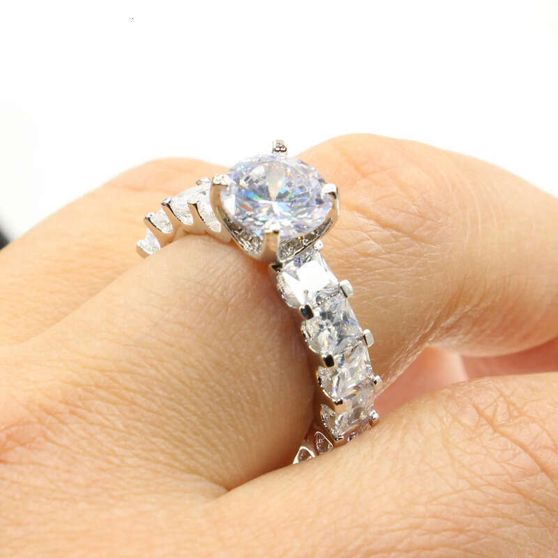 Victoria Wieck Jewelry Hot Sale Real Sterling Sier Round Shape White Topaz CZ Dia Women Wedding Princess Band Ring Gift