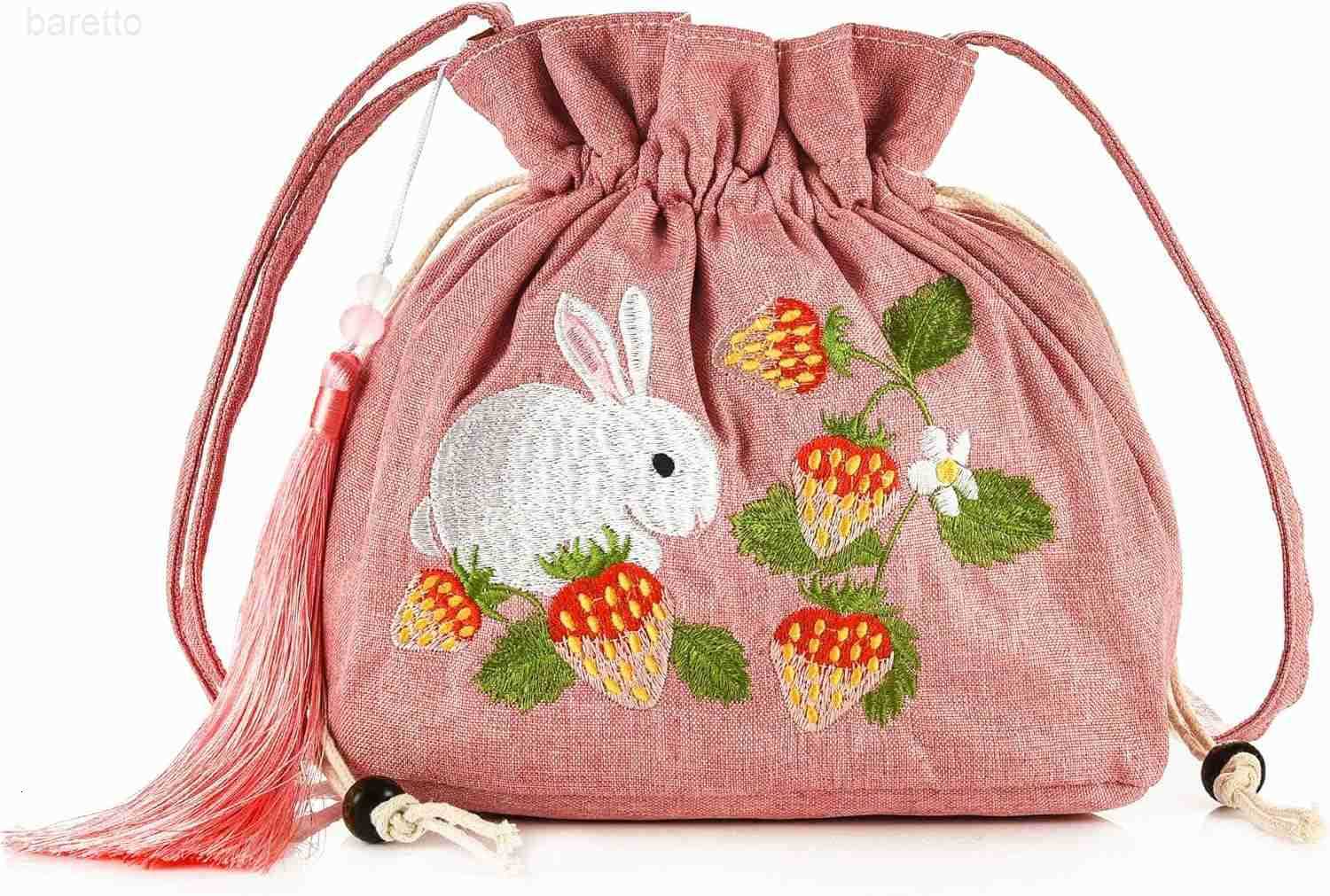 Women Chinese Hanfu Bag Floral Animal Embroidered Cloud Crossbody Drawstring Handbag Purse For Wedding Travel Daily Z251017