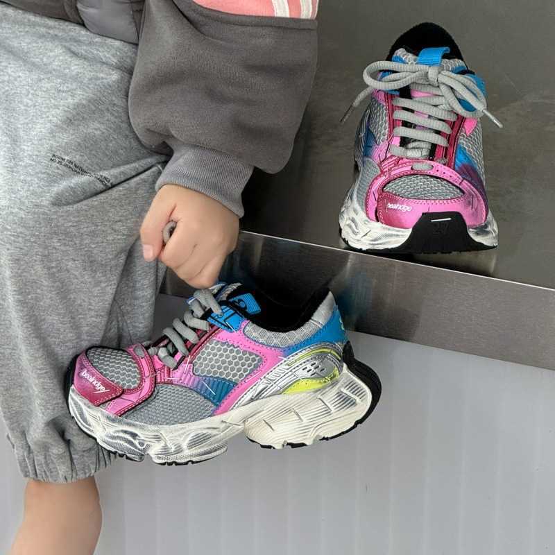 Trendy Vintage Childrens Shoes Girls Stapler Dad Shoes Kids Sneakers Boys Mesh Breathable ParentChild Running Shoes W251017