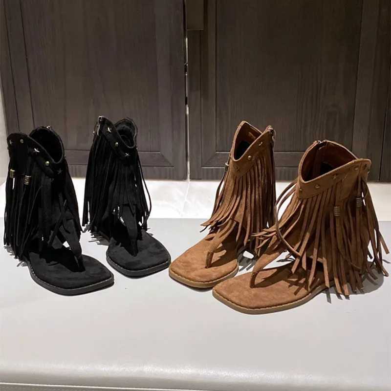 Metal Rivet Zipper Women Flipflops Fashion Fringe Flat Designer Sandals Summer Simple Comfortable Nonslip Women Roman Shoes Z251015
