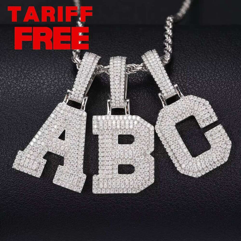 Diameter Tester Moissanite A-Z Initial Pound Sterling Sier Ice Jewelry Hip Hop Men's Letter Pendant