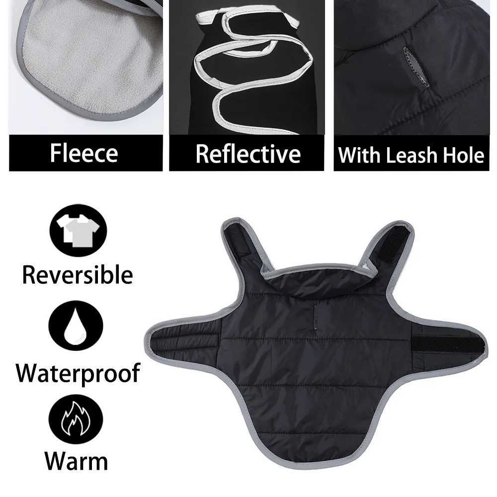 Reflective Pet Jacket With Leash Hole Reversible Waterproof Dog Outfits For Small Medium Dogs Cat Warm Chihuahua Vest For WinterW251017
