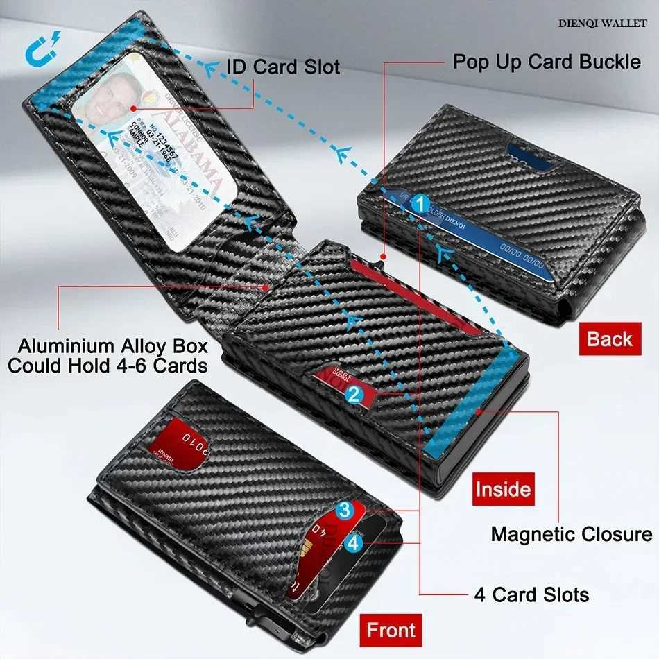 Rfid Credit Card Holder Carbon Fiber Wallets Men Anti Theft Slim Thin Luxury Bank Money Cardholder Case Minimalist Wallet PurseW251017