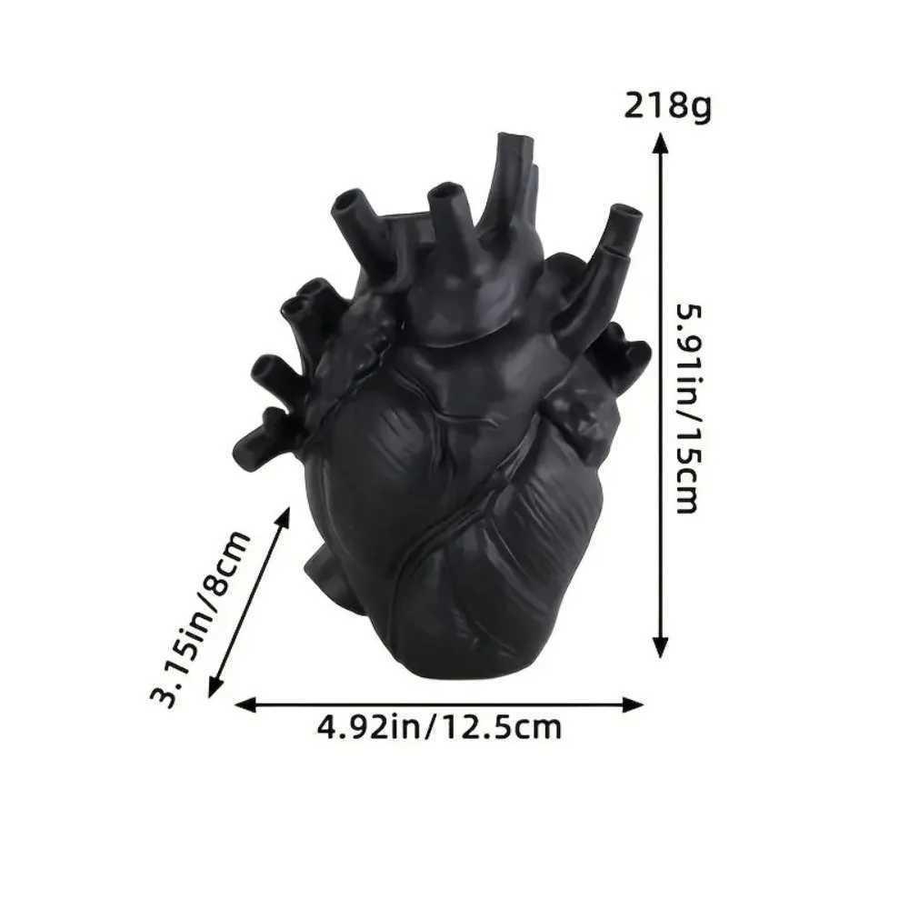 Creative Heart Shaped Vase Sculpture Anatomy Themed Heart Vase Resin Figurine Ornament 5 Colors Dried Flower Container C251017