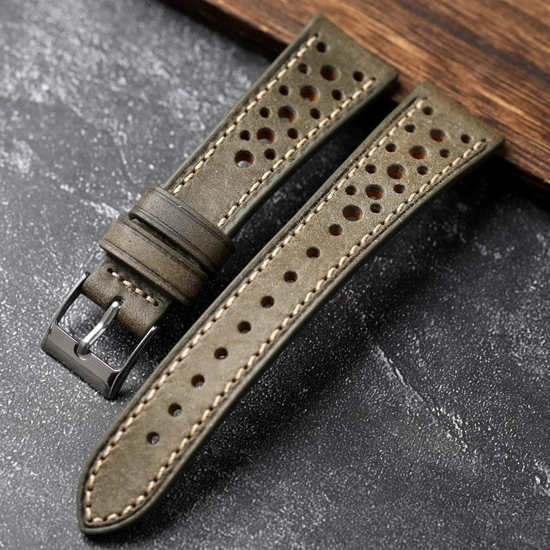 Handmade PUEBLO Italian First Layer Of Cowhide Leather Watchband 18 19 20 22MM Ventilation Holes Suitable For Antique Watches 251016