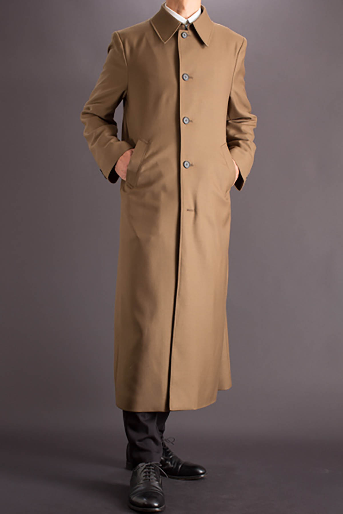 Autumn Grey Men's Woolen Coat Single Breasted Lapel WindBreaker Holmes Long OverCoat Custom made