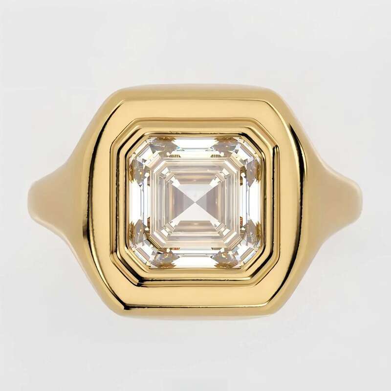 Classic assecher solitaire rings s sterg sier gold plated signet moissanite ring men