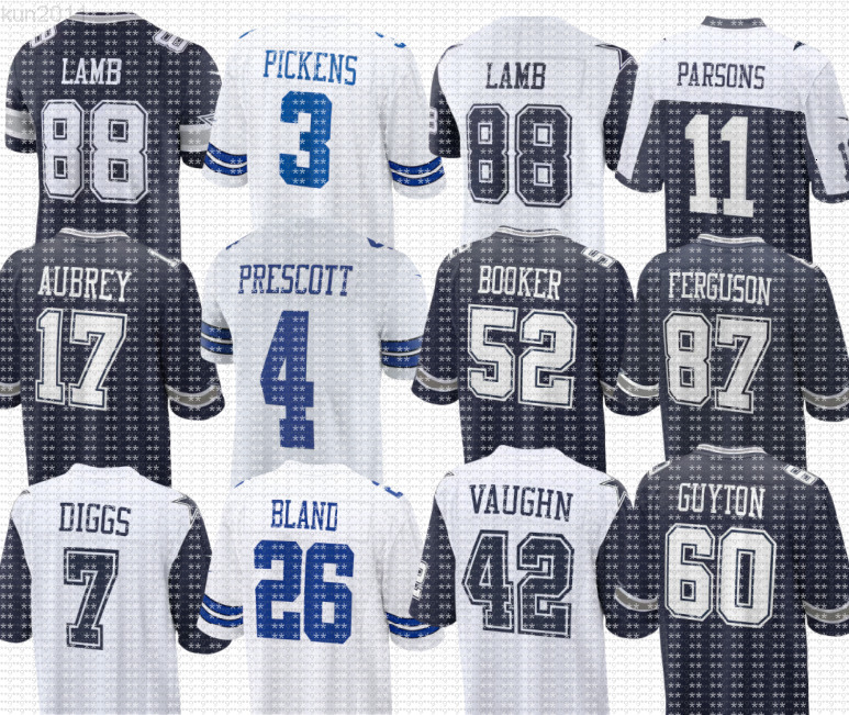 Men Cowboys Jersey Emmitt Smith Roger Staubach Dak Prescott CeeDee Lamb Micah Parsons George Pickens Trevon Diggs Tyler Booker Brandon Aubrey DaRon Bland Football
