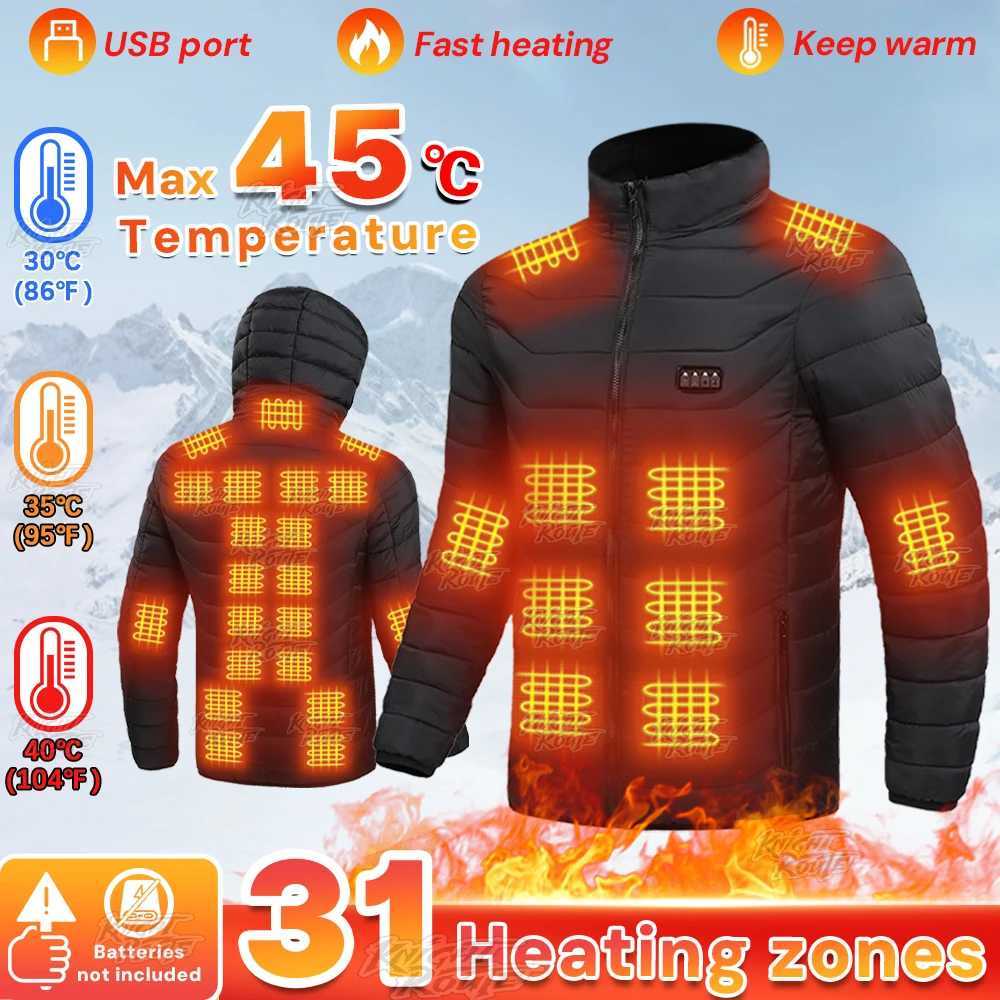 Smart Heated Jacket with 32 Heating Areas 4 Switches 3 Heat Settings Max 45 Degrees Celsius for Outdoor Activities and Winter Hiking Skiing H251017