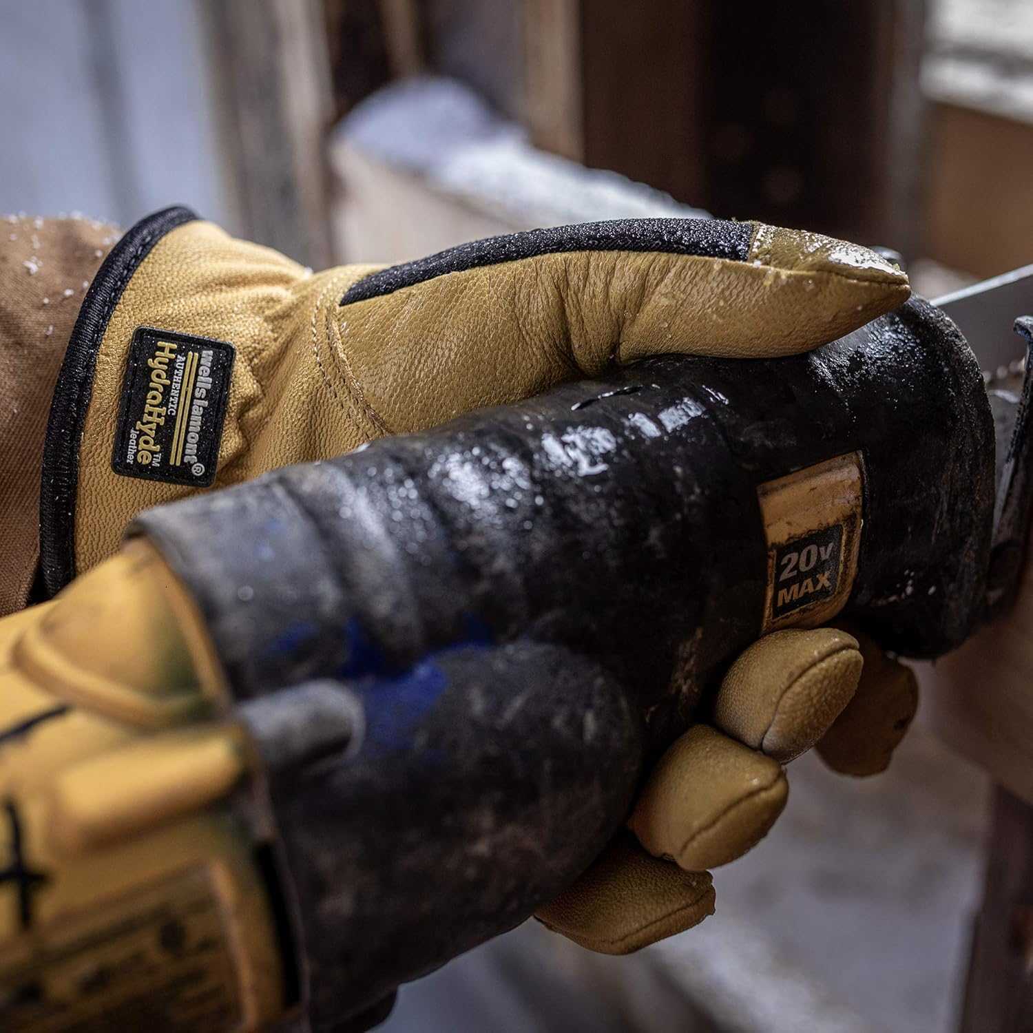 Mens Insulated HydraHyde WaterResistant Leather Palm Winter Work Gloves XXLarge Wells Lamont 1206 Saddletan Z251017