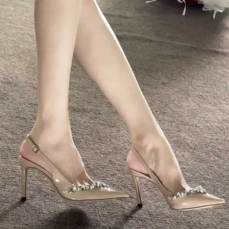 Sexy Pointed Toe Rhinestone Decoration Heeled Sandals Women Summer Fashion Thin High Heels Elegant Banquet Wedding Pumps Shoes Z251015