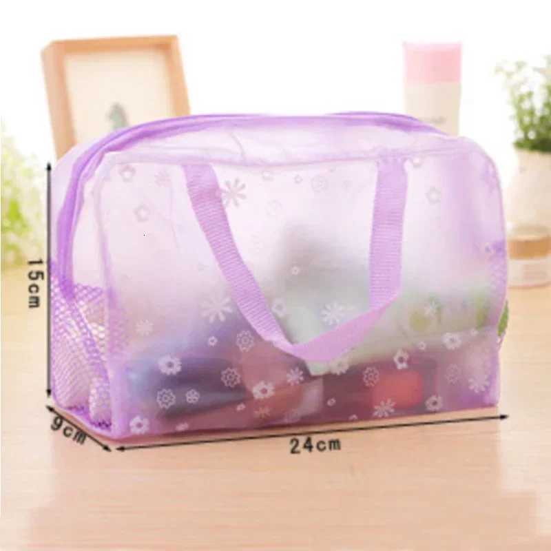 Waterproof PVC Cosmetic Storage Bag for Women Floral Transparent Wash Bag Creative Home Outing Compressed Shower Bag W251017