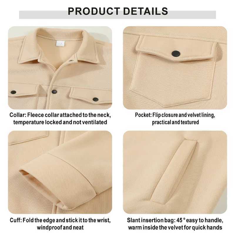 Mens winter fleece jacket multi pocket soft and warm casual outerwear suitable for dailyoutdoorbusiness leisure occasions J251017