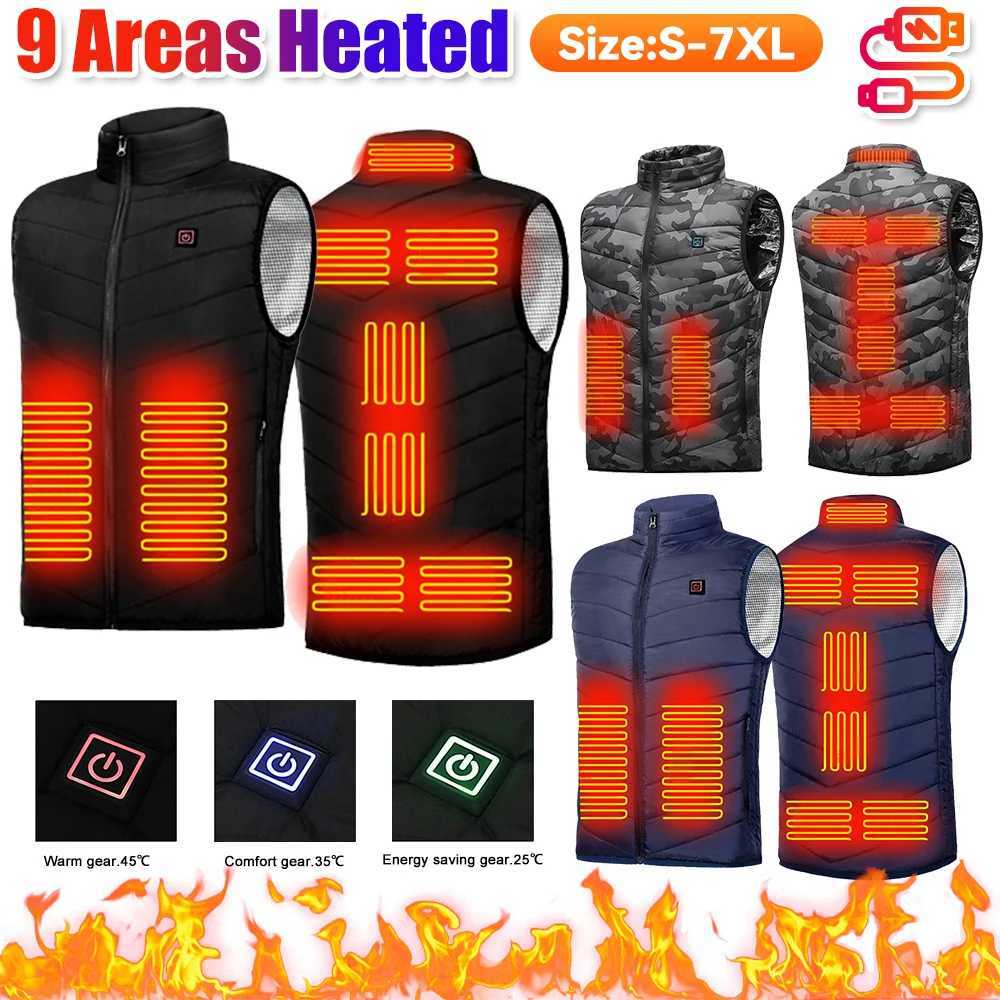 Unisex Electric Heated Vest with 9 Heating Areas Smart Heating Vest Windproof Washable with Zip USB Charging for Winter Sports Hiking H251017