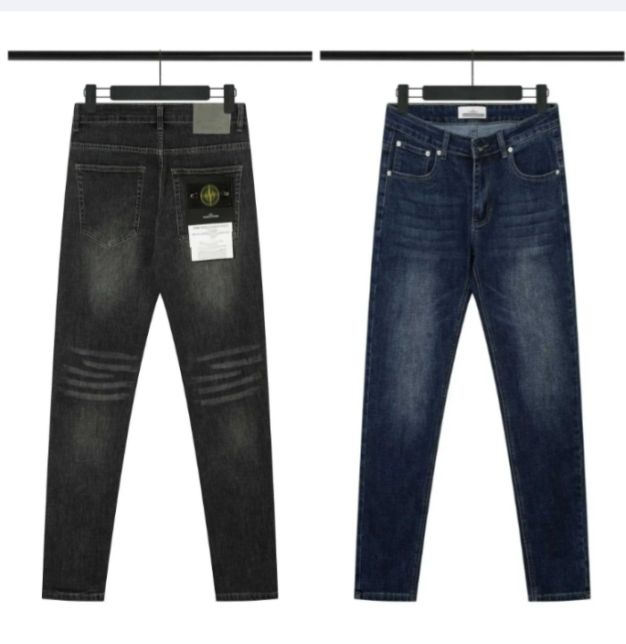 Designer Men's Jeans High elasticity stone jeans small leg pants mens washed backpack embroidered badge ultra-thin fit casual jeans