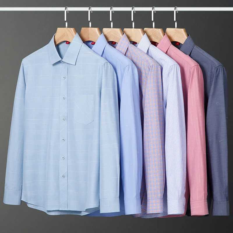 Fashion Mens Social Shirt Long Sleeve Autumn Soft Buttoned Plaid Stripe Print Formal Business Regular Fit Antiwrinkle Breathab J251017